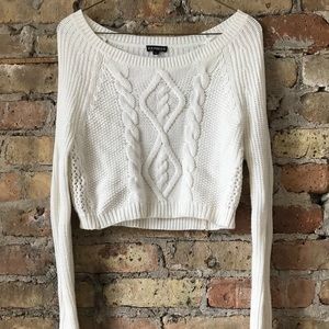 Express cream knit cropped sweater